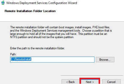 Remote installation folder location-